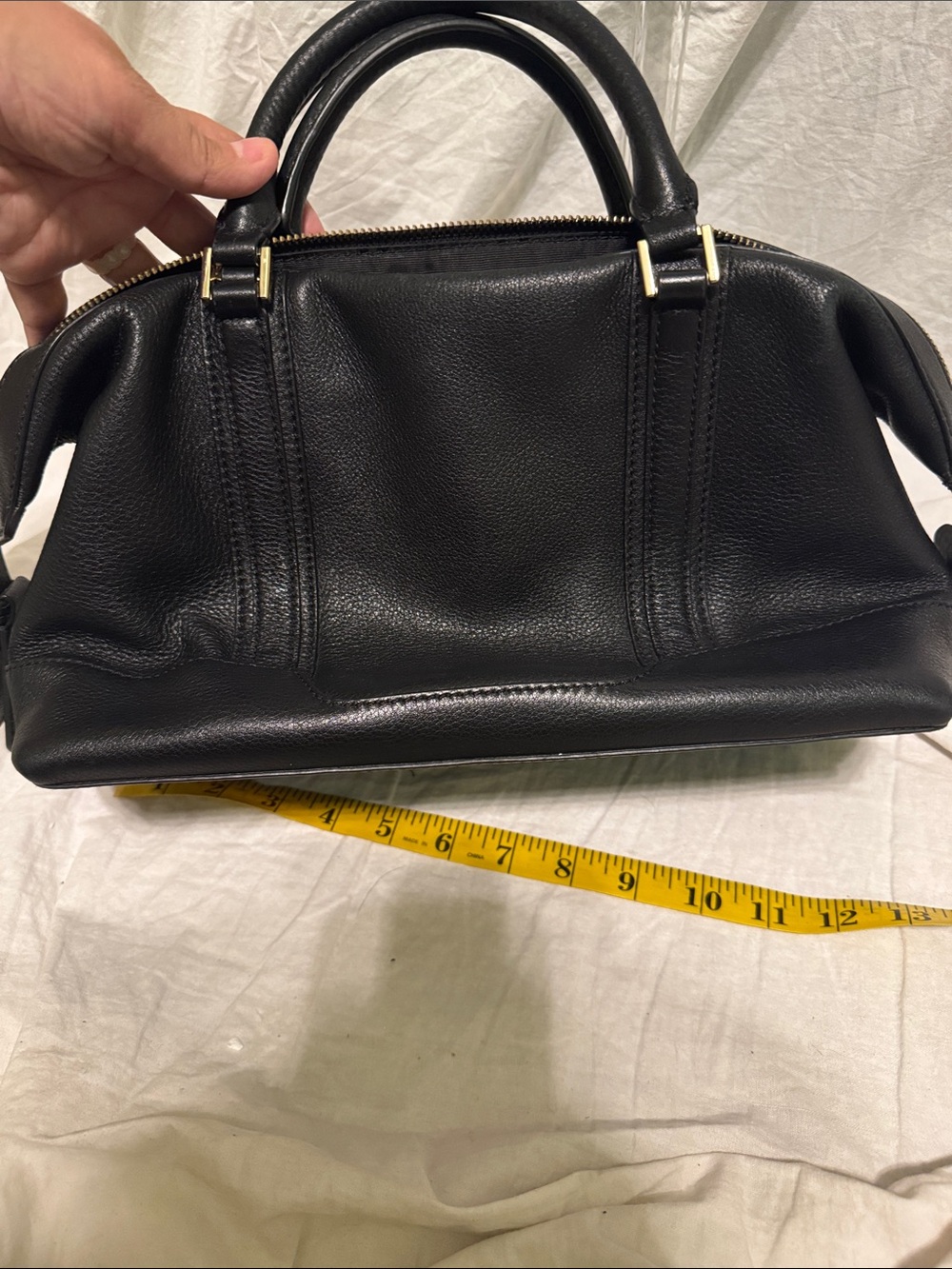 Tory Burch Black Pebbled Leather Satchel with Gold Logo - Picture 6 of 7